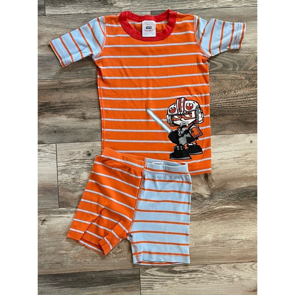 Star Wars Hanna Andersson Striped Short Pajamas Size 8/ 130 cm Blue Orange